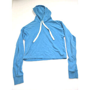 Jungmaven Womens Cropped XS Hemp Organic Cotton Maui Pullover Hoodie Blue